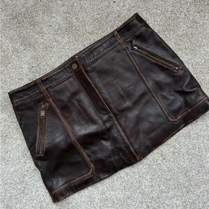 Michael Kors burnished leather mini skirt